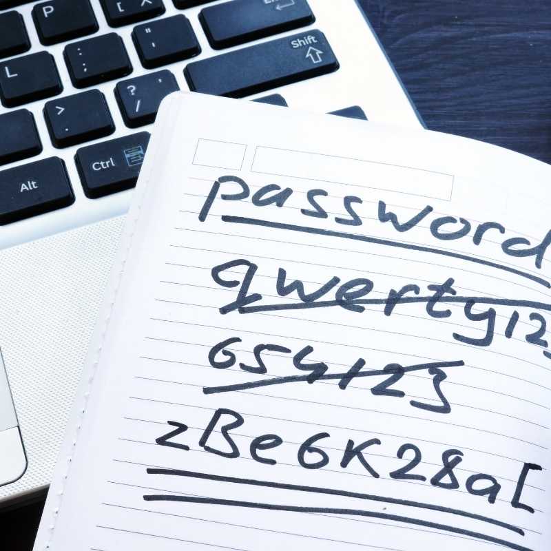 passwords written down on paper
