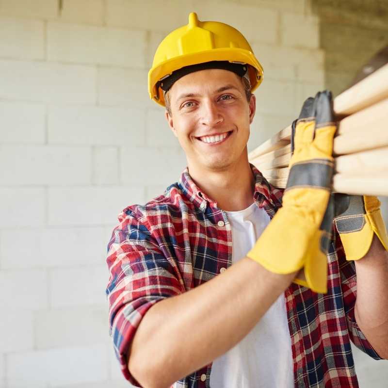 young man working construction